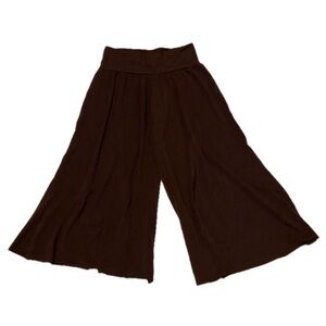 Hot Tempered Women’s Small Wide Leg Brown Culotte Pants Cropped Palazzo Style